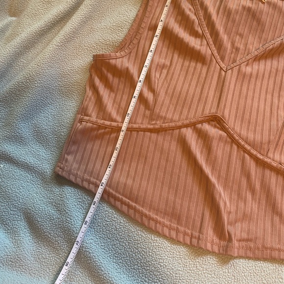 Brown Ribbed Crop Tank - Picture 3 of 7